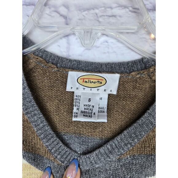 Talbots Women's Vintage Angora Cotton  Blend Striped top blouse small - Picture 8 of 8